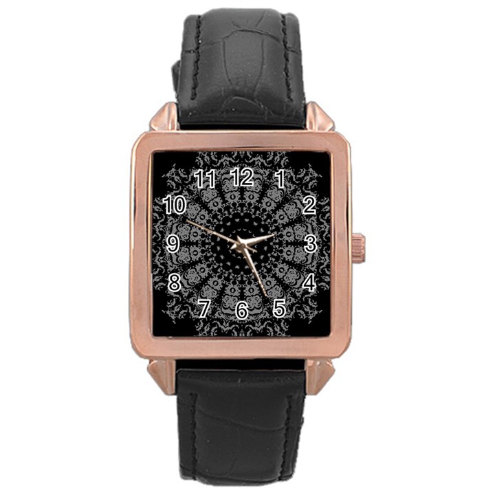 Gothic Mandala Rose Gold Leather Watch 