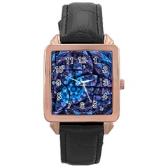 Dismembered Mandala Rose Gold Leather Watch  by MRNStudios