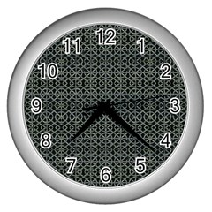 Iron Ornament Grid Pattern Wall Clock (silver) by dflcprintsclothing