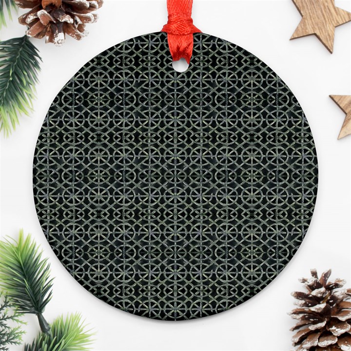 Iron Ornament Grid Pattern Round Ornament (Two Sides)