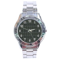 Iron Ornament Grid Pattern Stainless Steel Analogue Watch by dflcprintsclothing