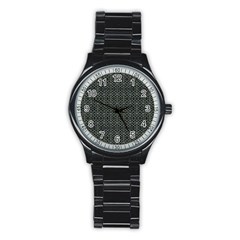 Iron Ornament Grid Pattern Stainless Steel Round Watch by dflcprintsclothing