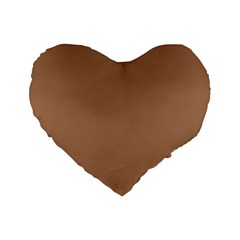 Cafe Au Lait Brown Standard 16  Premium Heart Shape Cushions by FabChoice