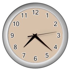 Frosted Almond Brown Wall Clock (silver) by FabChoice