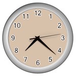 Frosted Almond Brown Wall Clock (Silver) Front