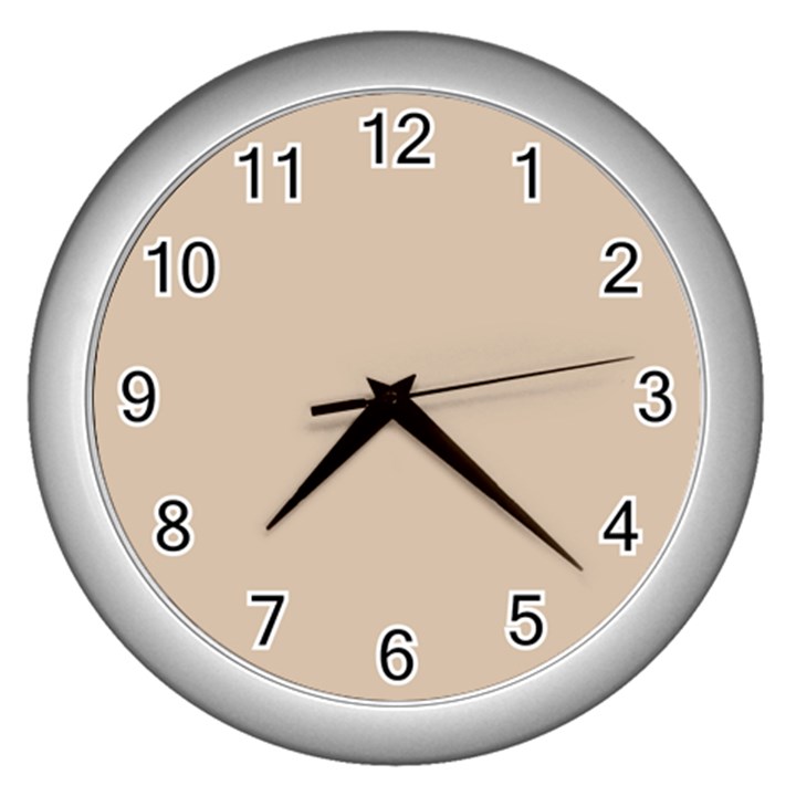 Frosted Almond Brown Wall Clock (Silver)