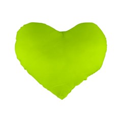 Arctic Lime Green Standard 16  Premium Heart Shape Cushions by FabChoice