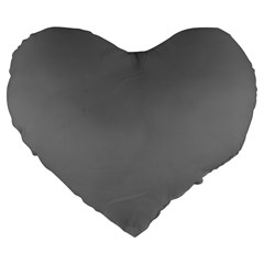 Battleship Grey Large 19  Premium Flano Heart Shape Cushions by FabChoice