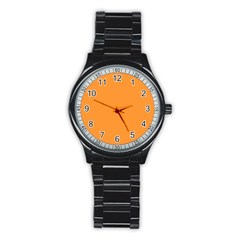 Deep Saffron Orange Stainless Steel Round Watch by FabChoice