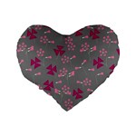 oxalis, clover Standard 16  Premium Flano Heart Shape Cushions Back