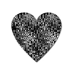 Black And White Modern Abstract Design Heart Magnet