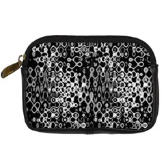 Black And White Modern Abstract Design Digital Camera Leather Case