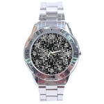 Black And White Modern Abstract Design Stainless Steel Analogue Watch Front