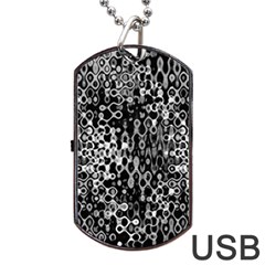 Black And White Modern Abstract Design Dog Tag USB Flash (Two Sides)