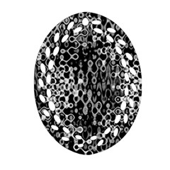 Black And White Modern Abstract Design Oval Filigree Ornament (Two Sides)