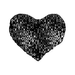 Black And White Modern Abstract Design Standard 16  Premium Heart Shape Cushions