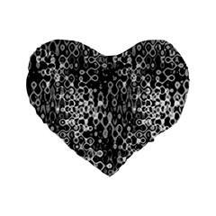 Black And White Modern Abstract Design Standard 16  Premium Flano Heart Shape Cushions