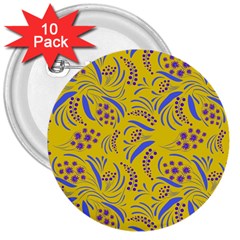 Folk Flowers Art Pattern Floral Abstract Surface Design  Seamless Pattern 3  Buttons (10 Pack)  by Eskimos