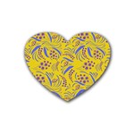 Folk flowers art pattern Floral abstract surface design  Seamless pattern Rubber Coaster (Heart)  Front