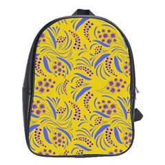 Folk Flowers Art Pattern Floral Abstract Surface Design  Seamless Pattern School Bag (large) by Eskimos