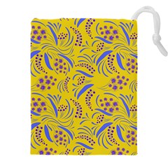 Folk Flowers Art Pattern Floral Abstract Surface Design  Seamless Pattern Drawstring Pouch (4xl) by Eskimos