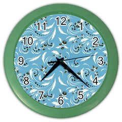 Folk flowers art pattern Floral abstract surface design  Seamless pattern Color Wall Clock