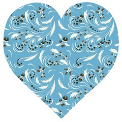 Folk flowers art pattern Floral abstract surface design  Seamless pattern Wooden Puzzle Heart