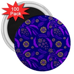 Folk Flowers Art Pattern Floral Abstract Surface Design  Seamless Pattern 3  Magnets (100 Pack) by Eskimos