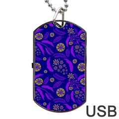 Folk Flowers Art Pattern Floral Abstract Surface Design  Seamless Pattern Dog Tag Usb Flash (one Side) by Eskimos