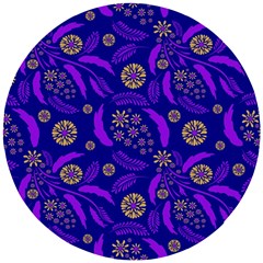 Folk Flowers Art Pattern Floral Abstract Surface Design  Seamless Pattern Wooden Puzzle Round by Eskimos