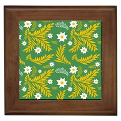 Folk Flowers Art Pattern Floral Abstract Surface Design  Seamless Pattern Framed Tile by Eskimos