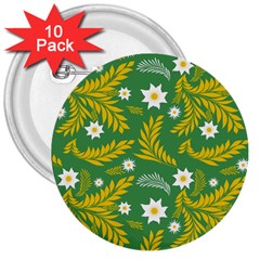 Folk Flowers Art Pattern Floral Abstract Surface Design  Seamless Pattern 3  Buttons (10 Pack)  by Eskimos