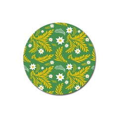 Folk Flowers Art Pattern Floral Abstract Surface Design  Seamless Pattern Magnet 3  (round) by Eskimos