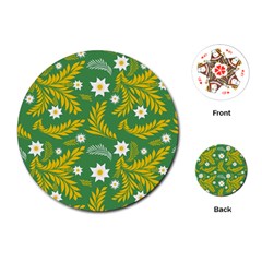 Folk Flowers Art Pattern Floral Abstract Surface Design  Seamless Pattern Playing Cards Single Design (round) by Eskimos