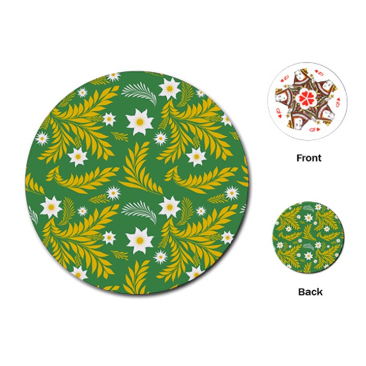 Folk flowers art pattern Floral abstract surface design  Seamless pattern Playing Cards Single Design (Round)