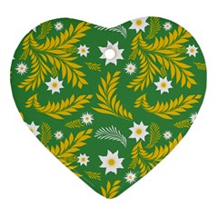 Folk Flowers Art Pattern Floral Abstract Surface Design  Seamless Pattern Heart Ornament (two Sides) by Eskimos