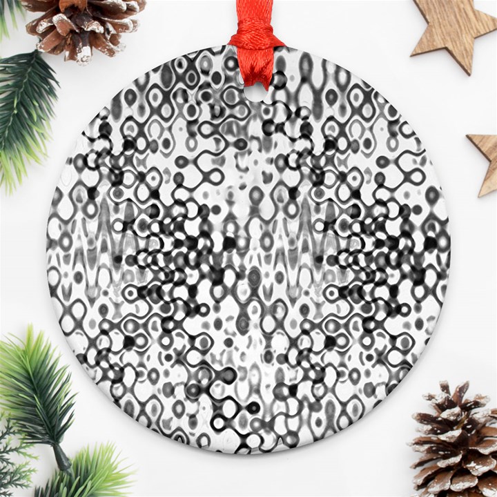 White And Black Modern Abstract Design Ornament (Round)