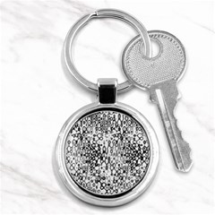 White And Black Modern Abstract Design Key Chain (round) by dflcprintsclothing