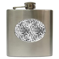 White And Black Modern Abstract Design Hip Flask (6 Oz) by dflcprintsclothing