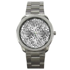 White And Black Modern Abstract Design Sport Metal Watch