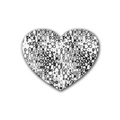 White And Black Modern Abstract Design Rubber Coaster (heart)  by dflcprintsclothing