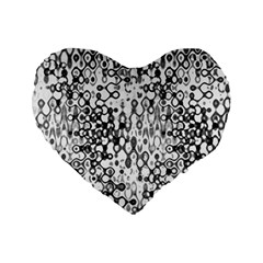 White And Black Modern Abstract Design Standard 16  Premium Flano Heart Shape Cushions