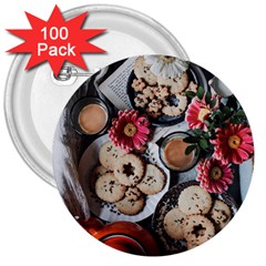 Cookies & Tea Tray  3  Buttons (100 Pack) 