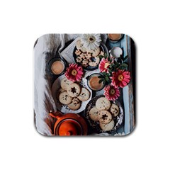 Cookies & Tea Tray  Rubber Square Coaster (4 Pack)  by Incredible