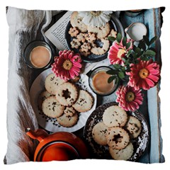 Cookies & Tea Tray  Large Cushion Case (one Side) by Incredible