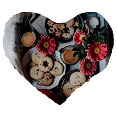 Cookies & Tea Tray  Large 19  Premium Heart Shape Cushions by Incredible