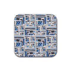 Ethnic Geometric Abstract Textured Art Rubber Coaster (square)  by dflcprintsclothing