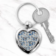 Ethnic Geometric Abstract Textured Art Key Chain (heart) by dflcprintsclothing