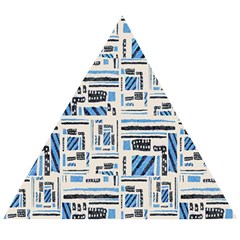 Ethnic Geometric Abstract Textured Art Wooden Puzzle Triangle by dflcprintsclothing