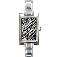 Galaxy Motion Black And White Print Rectangle Italian Charm Watch by dflcprintsclothing